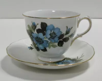 Buy Vintage Royal Vale 8332 (Fine Bone China) Tea Cup/Saucer (Blue Floral) England • 11.38£