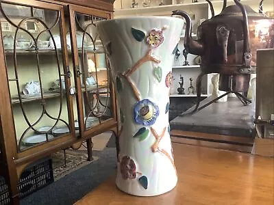 Buy Arthur Wood Huge KEAT Vase Raised & Hand Painted Flowers Fluted Decor 1950 VGC • 26.99£