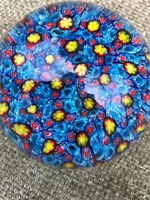 Buy Millefiori Paperweight - Blue Background 22cm Circumference • 22£