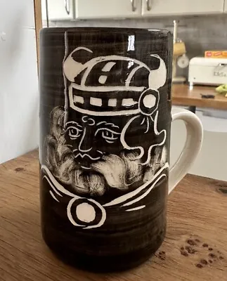 Buy Vintage Rushton Pottery Isle Of Man Stylised Viking Tall Mug Tankard 1960s • 12£