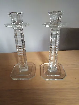 Buy Pair Of Art Deco Tall Crystal Candlesticks • 18£