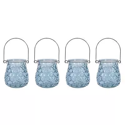 Buy Embossed Glass Hanging Tea Light Candle Holders Summer Garden Table Decor • 12.49£