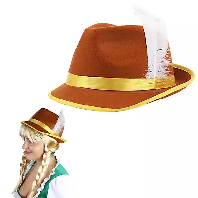 Buy Brown Bavarian Oktoberfest Hat German Beer Festival Fancy Dress Accessory Hat • 6.99£