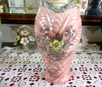 Buy 1940s Royal Bradwell Arthur Wood Astoria Design 9 Inch Vase Pink Lustre Glaze • 15.99£