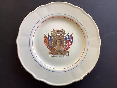 Buy 1953 Coronation Plate Washington Pottery Gold Rim • 2.49£