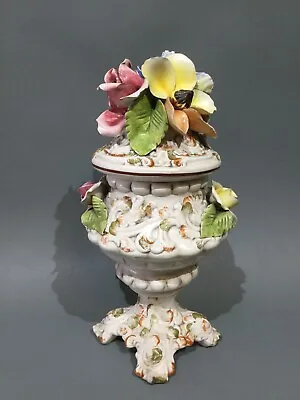 Buy V Bassano Italy Porcelain Floral Lidded Vase • 85£