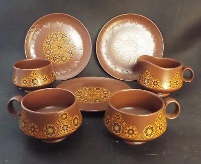 Buy Vintage 1970s Carlton Ware Part Coffee Set - Brown Glaze Geometric Pattern • 24.99£