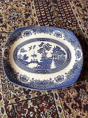 Buy Vintage English Ironstone Tableware Oval Blue And White Willow Pattern • 10£