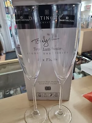 Buy Dartington Crystal Champagne Flute Glasses X 2 Tony Laithwaite Signed Boxed • 12.50£