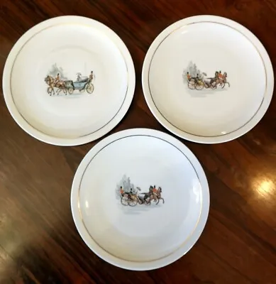 Buy Vintage Set Of 3 Limoges Hand Painted Plates Horse Carriage Scenes • 12£