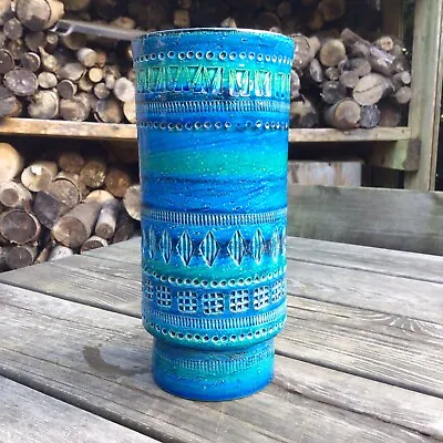 Buy Vintage Retro Italian Aldo Londi Bitossi Art Pottery Blue Glaze Vase 25cm Tall • 85£