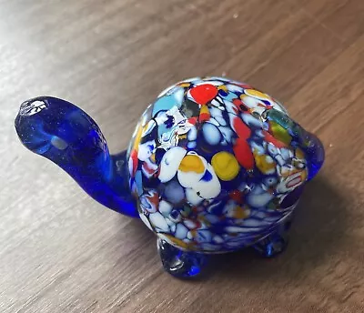 Buy Attractive Millefiori Art Glass Turtle ?Murano Cobalt Blue/Multicoloured • 10£