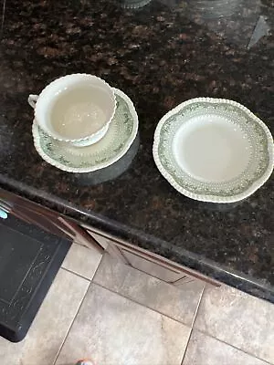 Buy 3 Piece Place Settings Royal Cauldon Lace Green Plate Cup China Set Wedgewood • 14.22£