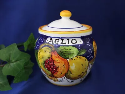 Buy Tuscany Italian Pottery Garlic Jar Garlic Keeper Lemon Pomegranate Made In Italy • 56.90£