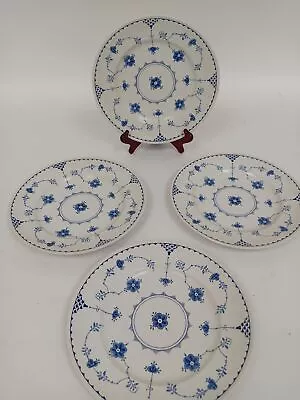 Buy Vintage Furnivals Blue Denmark Dinner Plates X4 Ironstone Tableware 25.5cm • 9.99£