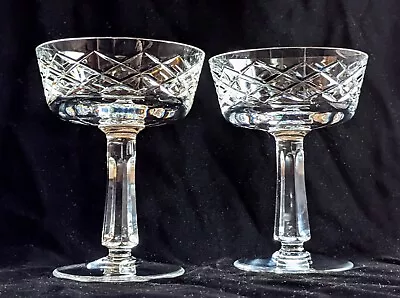 Buy Pair Vintage Heavy Waterford Crystal Champagne Coupes Saucers Glasses X2 • 45£