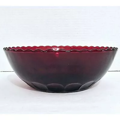 Buy Anchor Hocking Royal Ruby Red Thumbprint Pattern Master Berry Bowl Vintage • 20.79£