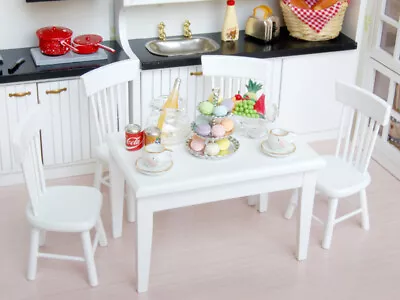 Buy Dolls House Dining Room Mini Wooden Furniture Set Porcelain Tea Set 1/12 • 15.71£