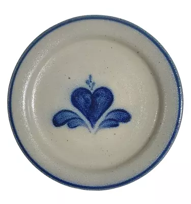 Buy Rowe Pottery Works Salt Glazed 10.25” Dinner Plate Blue Heart Cambridge Painted • 19.28£