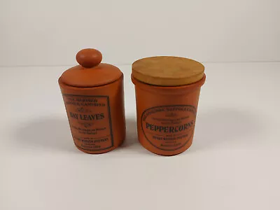 Buy Vintage Henry Watson Suffolk Pottery Terracotta Bay Leave & Peppercorn Herb Pots • 13.99£