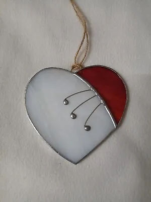 Buy Heart Stained Glass Light Catcher - Red And White • 6£