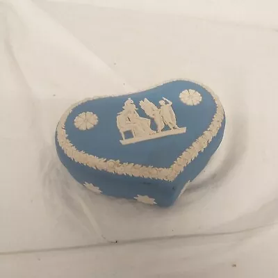 Buy Vintage Wedgwood Blue And White Heart Shape Lidded Trinket Made In England (H12) • 1.99£