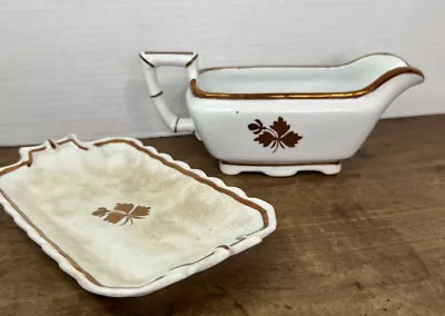 Buy Vintage Alfred Meakin Tea Leaf Footed Gravy Boat Royal Ironstone, Rectangle Dish • 21.82£
