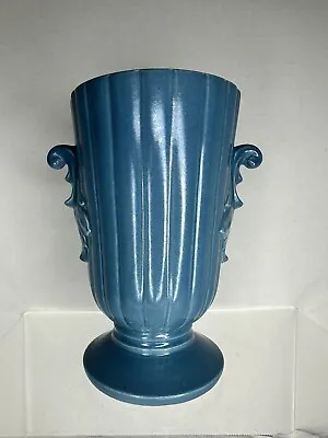 Buy Vtg Red Wing Pottery Blue W/cream Interior Vase Double Handles USA 1362 • 44.11£