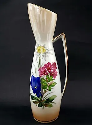 Buy Bavaria  Handpainted 9 Nches  Flower Vase  Porcelain Pitcher With Gold Trim. • 20.17£