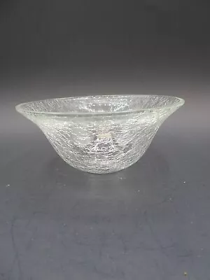 Buy Vintage Clear Crackle Glass Bowl 3” X 6” Diameter • 7.71£