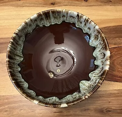 Buy Vintage Canonsburg Pottery Ironstone Brown Drip Glaze 10” Bowl • 14.41£