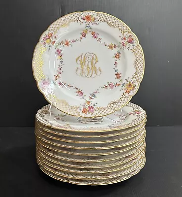Buy Set 11 Antique Lamm Dresden Dinner Plates Hand Painted Floral 91/2” D • 1,200.62£