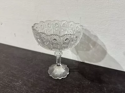 Buy Vintage Clear Cut Glass Crystal Bowl On Pedestal • 1.84£