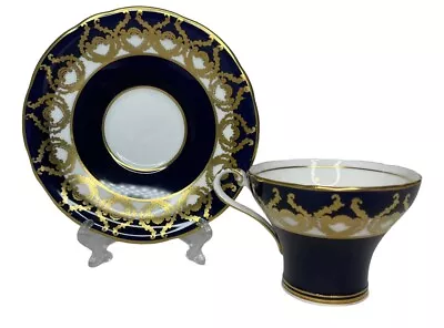 Buy Aynsley Bone China Cobalt Blue And Gold Tea Cup And Saucer Vintage • 33.48£
