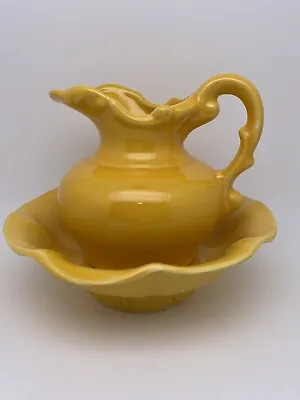 Buy Vintage Bright Yellow McCoy Pottery Pitcher And Wash Basin Bowl Set 6  Tall • 18.14£