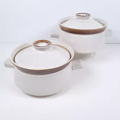Buy 2 Denby Handcrafted Casseroles & Lids Tureens Beige Brown Fine Stoneware Vintage • 29.99£
