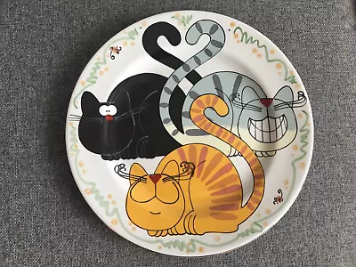 Buy Hand Decorated Comical Cats 11  Plate By Karen Wheatley 1996 • 19.95£