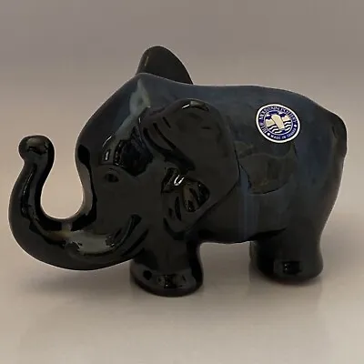 Buy Blue Mountain Pottery Canada BMP Elephant Trunk Up Cobalt Blue Figurine Vintage • 42.52£