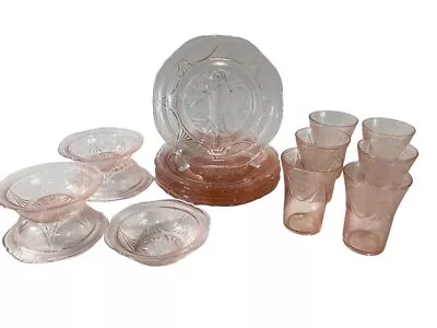 Buy Pink Depression Glassware Set (29 Pieces) • 284.62£