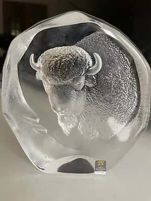 Buy Mats Jonasson Lead Crystal Sculpture  MALERAS  BUFFALO BISON Signed RARE 6  • 79.95£