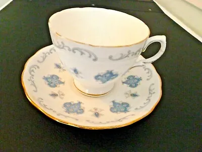 Buy Vintage Royal Osborne  Blue Trellis Gold Bone China Tea Cup & Saucer • 3.99£