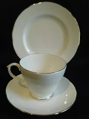 Buy Duchess Fine Bone China Trio Cup Saucers Plate  White And Gold B13 • 4.99£