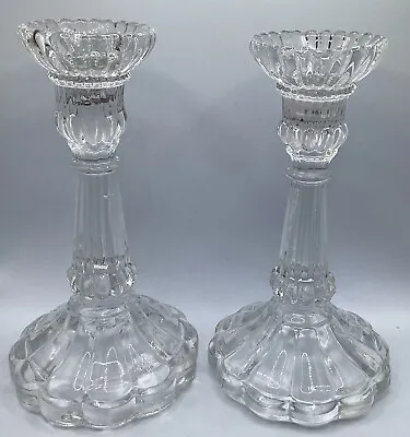 Buy Beautiful Pair Of Vintage Clear Glass Candlesticks • 22£
