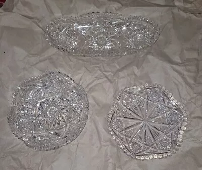 Buy 3 Vintage American Cut Glass Dinnerware Pieces Nice Condition L👀K Read  • 33.31£