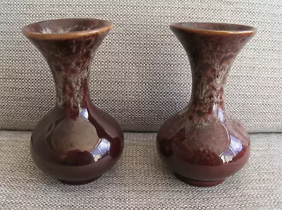 Buy KERNEWEK POTTERY CORNWALL PAIR OF BROWN HONEYCOMB SMALL VASES UNSIGNED C.1970s • 9.99£