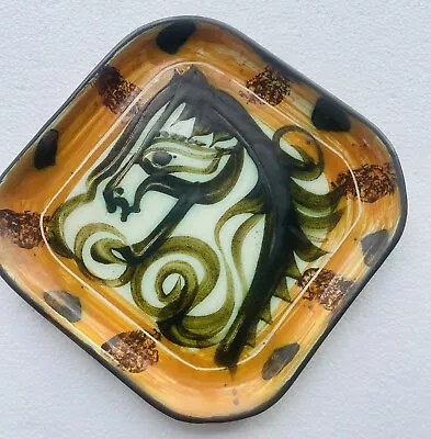 Buy VINTAGE NEWLYN CELTIC STUDIO POTTERY 7 3/4  (19.75cms) SQUARE HORSE PLATE • 24.97£