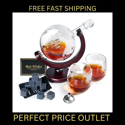Buy Ship Globe Whiskey Decanter Set Christmas Mens Birthday Gift Glassware Tumbler • 34.99£