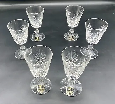 Buy Set Of 6 Edinburgh Crystal  STAR OF EDINBURGH  Wine Glasses 5 Inches Tall. • 40£