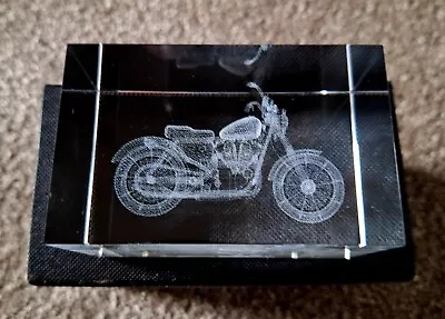 Buy Crystal Clear Collectable 3D Laser Etched Crystal Glass Motorcycle Paperweight W • 15£