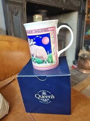 Buy 🦁 Vintage Queens Zodiacs Fine Bone China Mug Aries - Made In England New 🦁 • 6.99£